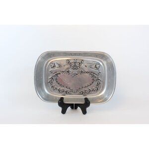 Vintage Wilton Armetale Heart and Doves Tray • RWP Wilton Co Pewter Alloy • Wedd